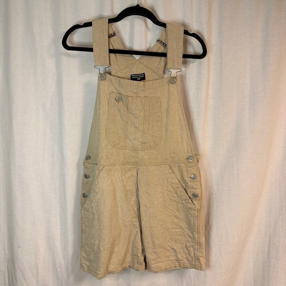 Vintage Polo Jeans Co Ralph Lauren Linen Shortalls Overalls Size Small